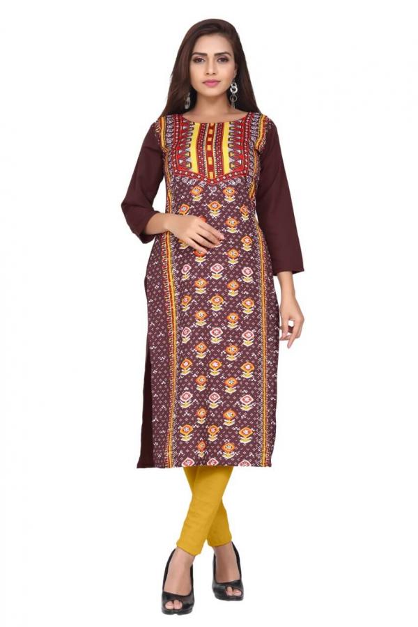 Crepe 5 Fancy Crepe Printed Kurti Catalogue